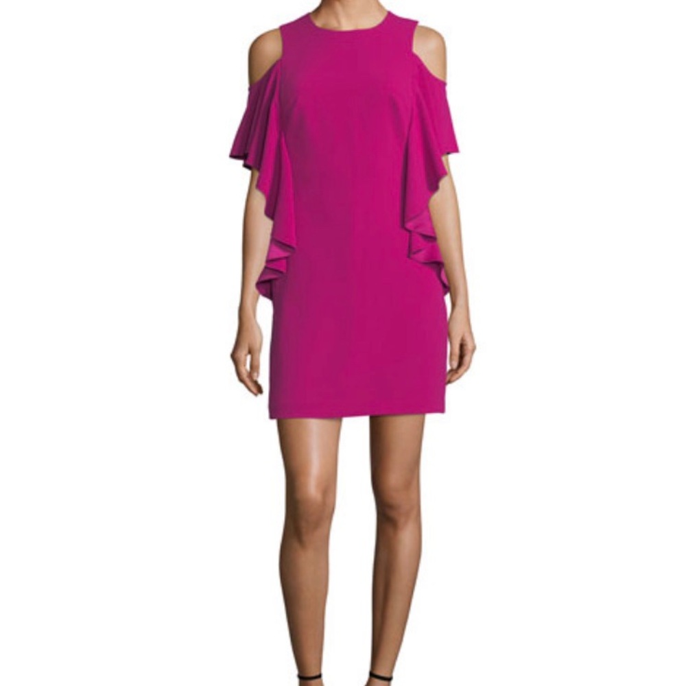 Trina Turk Cold Shoulder Dress Magenta Sz 14